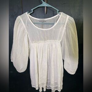 WORLD MARKET S/M gorgeous,white,flowy. Lined bodice,sheer balloon sleeves/collar